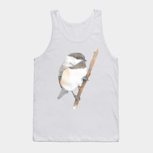 Black-capped Chickadee Poecile atricapillus watercolor portrait Tank Top